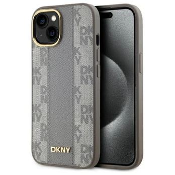 DKNY DKHMP15MPCPVSLE iPhone 15 Plus 6.7" smėlio spalva/beige hardcase Leather Checkered Mono Pattern MagSafe