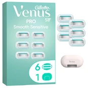 Gillette Replacement heads Pro Smooth Sensitive 6 pcs + cover kaina