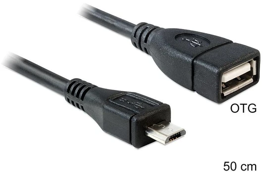 USB kabelis Delock USB-A - mikroUSB 0, 5 m Juoda (83183)
