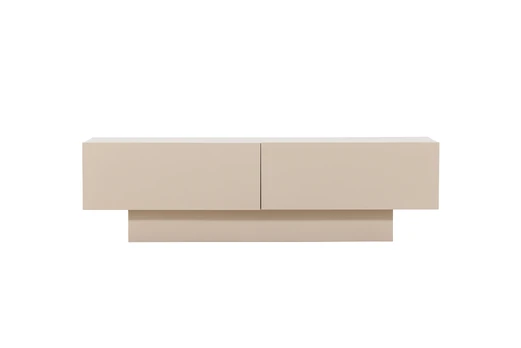 Cuenca TV Bench - Beige / Black glass Melamine/Glass