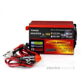 Įtampos keitiklis 500W 12/24V 220V