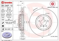 Stabdžių diskas BREMBO 09.C407.13 kaina
