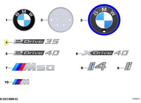 BMW i4 MINI Hatch emblema originali 51145A42CE9