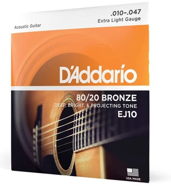 Stygos akustinei gitarai D'Addario EJ10 .010