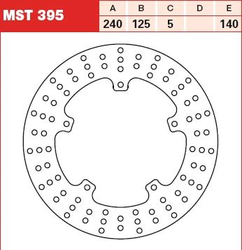 Stabdžių diskas MST395 Galas fiksuotas TRW 240/125/5mm/140mm