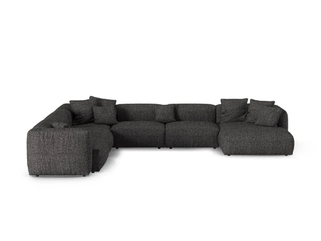 Boucle Modular Left Corner Sofa, "Martina", 6 Seats, 420x330x75, Anthracite