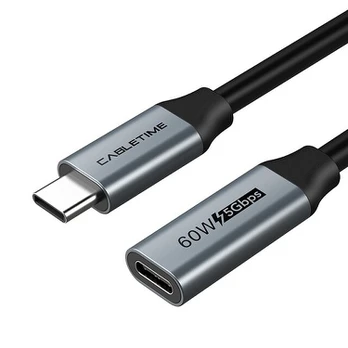 Kabelis ilgintuvas USB 3.0 Type-C (M) - USB Type-C (F), 5Gbps, 60W, 4K / 60Hz, 0.5m