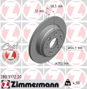 Stabdžių diskas ZIMMERMANN 280.3172.20 kaina