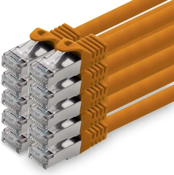 Tinklo kabelis Cat 7 S/ftp 0.25m Oranžinis 10gbps