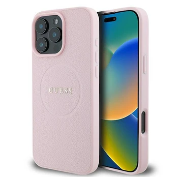 Guess GUHMP16LPGHSMMP iPhone 16 Pro 6.3" rožinis/pink hardcase Grained Ring MagSafe