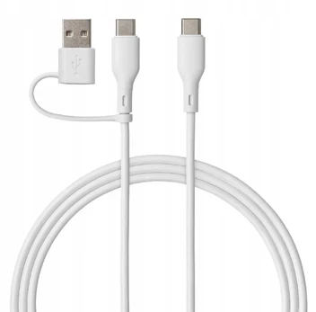 Qualo QRC-CC+A-00 Cable 2in1 USB-C – USB-C / USB-A adapter / 1.5m / baltas