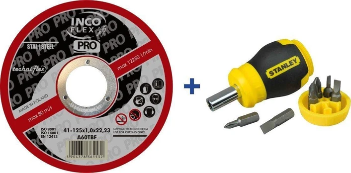 Techniflex SET 100PCS DISKAS T1A 125*1.0*22 + STANLEY ATSUKTUKAS NEMOKAMAI