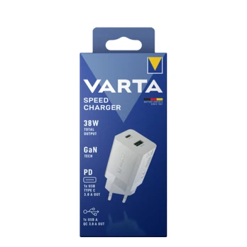 Varta greitasis įkroviklis 38W GaN PD USB-C 20W + USB-A 18W, baltas