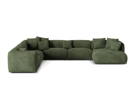 Velvet Modular Left Corner Sofa, "Martina", 6 Seats, 404x312x75, Green