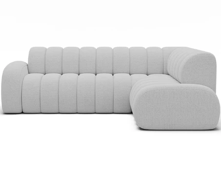 Villeo corner sofa with sleeping function and extendable seat, white bouclé, right-hand, Modern, White