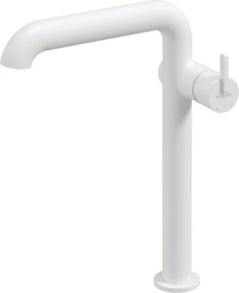 Tall washbasin mixer with rectangular spout