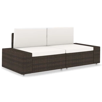 Modulinė dvivietė sofa, rudos spalvos, poliratanas