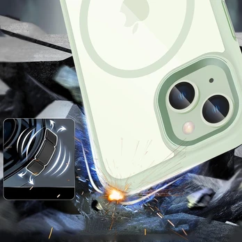 Žalias / skaidrus dėklas Apple iPhone 15 telefonui "Tech-Protect Magmat Magsafe"