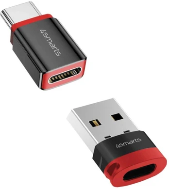 Adapteris 4smarts Data Blocker USB-C do USB-A/USB-C juoda 2vnt.