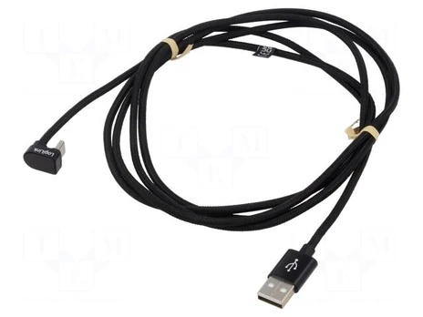 Cable | USB 2.0 | USB A plug,USB C angled plug | 2m | black | 480Mbps