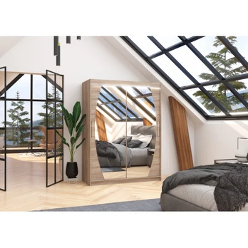 Sliding wardrobe with mirror and lighting LED ALEN 150