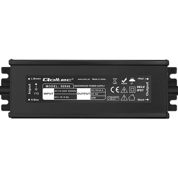 Qoltec impulsinis šviesos diodas | IP67 | 60W | 12V | 5A | atsparus vandeniui (50946)