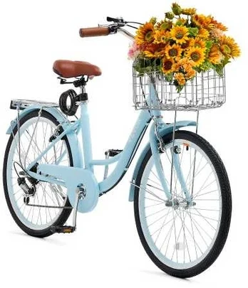 24 colių jūros dviratis su krepšiu