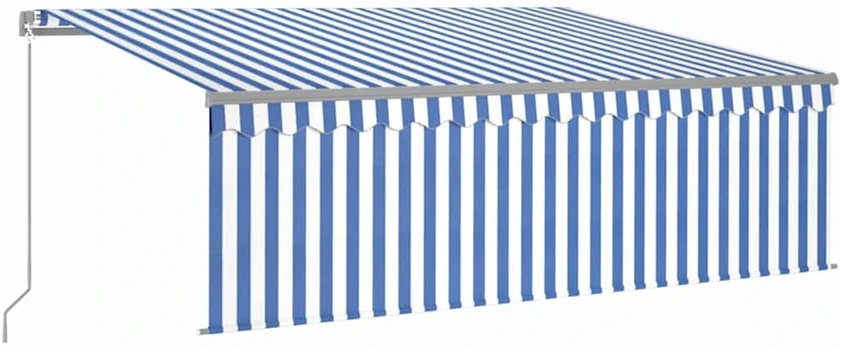 Rankiniu būdu ištraukiama markizė, mėlyna ir balta, 4x3m