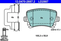 ATE 13.0470-2887.2 Brake pad set
