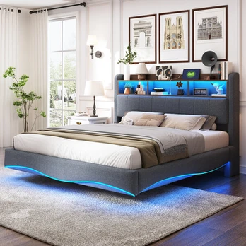 Apgaubtas lovos rėmas, LED, USB, Type-C, 160x200 cm, 1 vnt