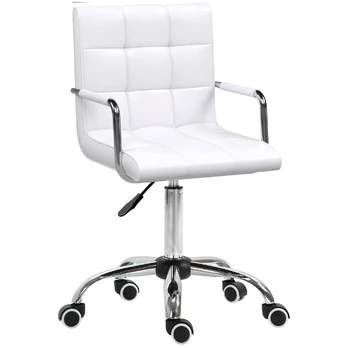 Homcom Pasukama darbo kėdė - PU Balta 52,5 x 54 x 84-99 cm