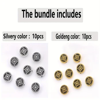 Tarpinės karoliukai, Silvery 10pcs + Golden 10pcs