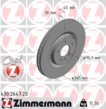 Stabdžių diskas ZIMMERMANN 430.2647.20