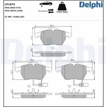 DELPHI LP1672 Brake pad set