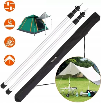 2x teleskopiniai reguliuojami palapinės stulpai, 90-230 cm