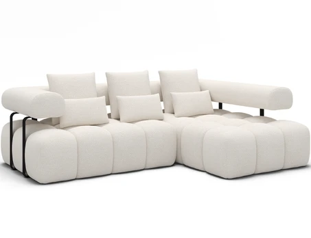 Kampinė sofa Levvi, balta, 184 x 260 cm x 102 cm