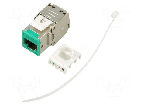 RJ45 module | Keystone | grey,green | IEEE 802.3at | on cable | Cat 6a