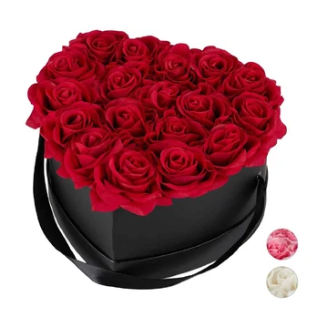 Bonideco Juodas Rose Box Heart 18 Roses