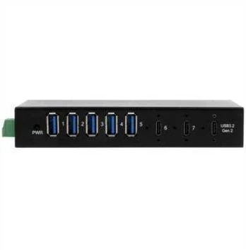 Exsys EX-12297HMS 7 prievadų metalinis USB 3.2 Gen 2x1 šakotuvas su 2 USB-C ir 5 USB-A 3.2 Gen 1 prievadais