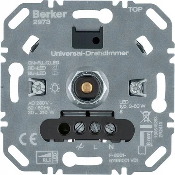 Berker ONE PLATFORM ROTARY DIMMER UNIVERSAL LOAD R/L/C 20-210 W, LED 3-60 W