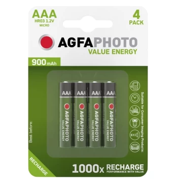 Secomp AgfaPhoto NiMH Akku Micro AAA 900 mAh 4er Pack (70108)