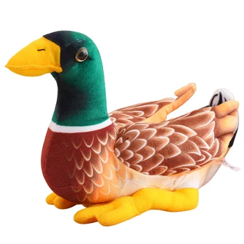 Pliušinis žaislas antis Lean Toys 22471, ruda sp./žalia sp., 28 cm