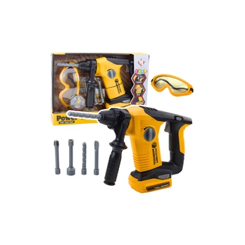 Children s Impact Hammer Drill 4 Interchangeable Bits Glasses Yellow