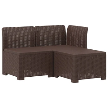 3- vietis Sodas Sofas Ratanas PP Ruda