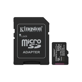 Atminties kortelė telefonui „Kingston Technology“ 512 GB „microSDXC Canvas Select Plus Gen3“ 150 MB/s A1 kortelė + adapteris