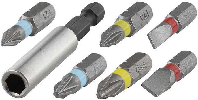 Sukimo antgalių kompl. Wolfcraft; SL/PH/PZ; 7 vnt.