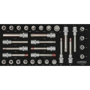 Antgalių aglvučių kompl.SCS 1/2'' 32 vnt, 1/3, KS Tools