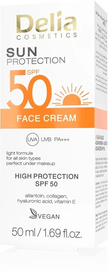 Delia Sun Protect Lengvas veido kremas SPF50 50 ml