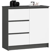 Komoda JERRY K80, pilka/balta kaina