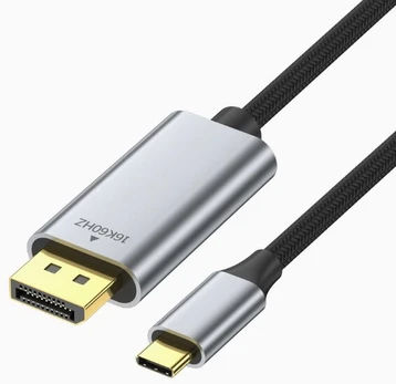 „Thunderbolt 4/3“ USB-C į „DisplayPort“ 16K 60Hz apvytas kabelis, 2 m